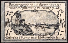 COSEL / KEDZIERZYN-KOZLE 1921 XX-RARE w/stamp! 1 Mark German Notgeld Poland