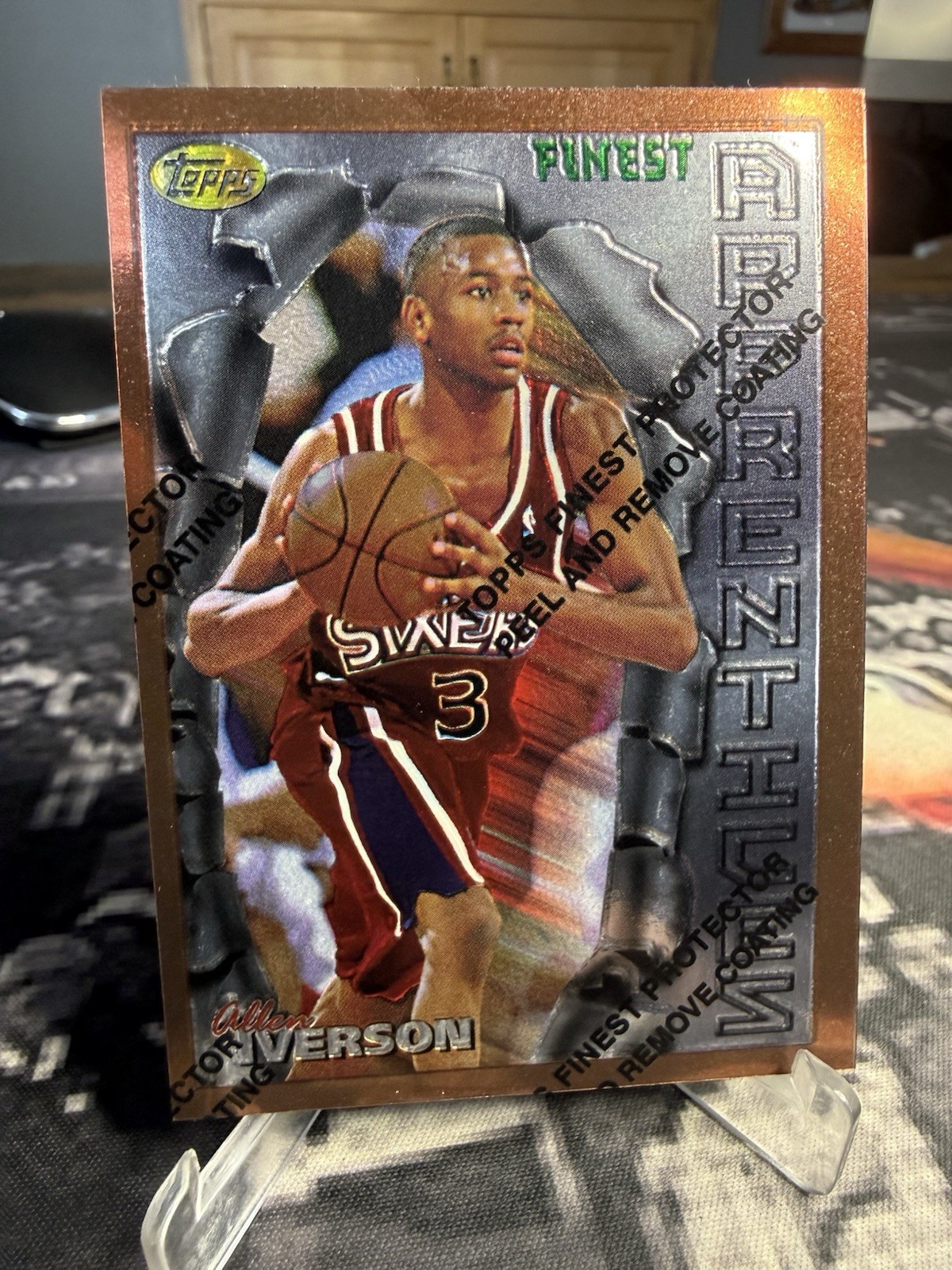 ALLEN IVERSON 1996-97 Topps Finest Apprentices RC Rookie w/ Coating #69 76ers