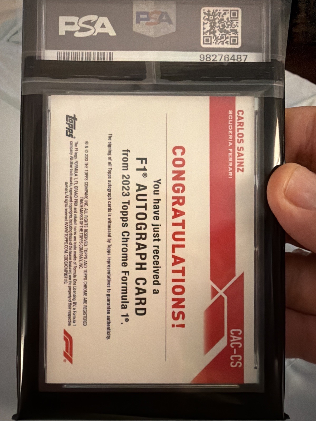 2023 Topps Chrome formula 1 F1 Carlos Sainz Refractor Auto PSA 10🔥📈📈🔥AUTO view 4