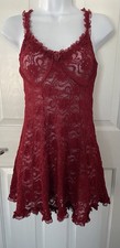 Vintage Cinema Etoile Rose Red Seductive Wear Nightgown Lace Pajamas Size L