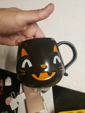 CUTE Kirklands Home Halloween Black Cat Mug CUP Tier Tray FARMHOUSE Cocoa Bar