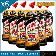 6 x HARPIC POWER PLUS TOILET CLEANER ORIGINAL 750ML KILLS 99.9% OF BACTERIA NEW 3.78 per litre