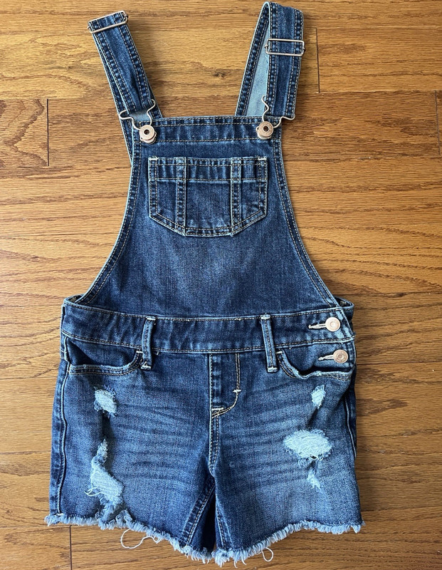 Abercrombie Kids Girls Denim Overall Shortalls Blue 5/6 Sleeveless Pockets