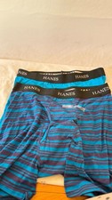 Hanes Boys 2 pack Boxer Briefs Underwear Tagless Cotton Striped Size XL 18-20