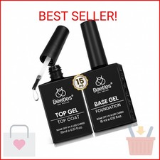 Beetles No Wipe Gel Top Coat and Base Coat Set for Gel Nail Polish - 2Pcs 15ml S