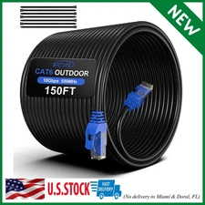 150FT Cat6 Outdoor Ethernet Cable, In-Ground, Heavy Duty Direct Burial, 24AWG...