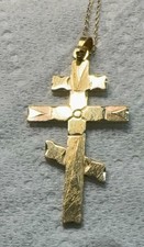 14kt Yellow Gold Eastern Orthodox Cross Pendant with 14kt Chain