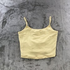 Nike Tank Top Girls Large 12-14 Yellow Camisole Shelf Bra Spaghetti Strap Swoosh