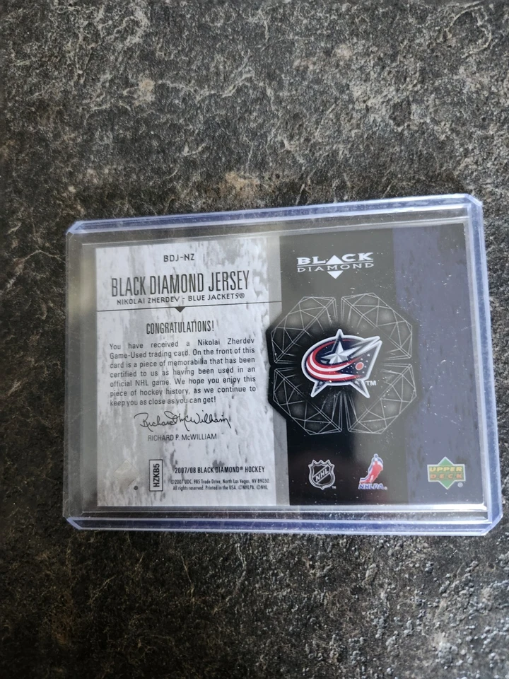 2007-08 Upper Deck Black Diamond Jersey Nikolai Zherdev Card# BDJ-NZ - Image 2 of 2