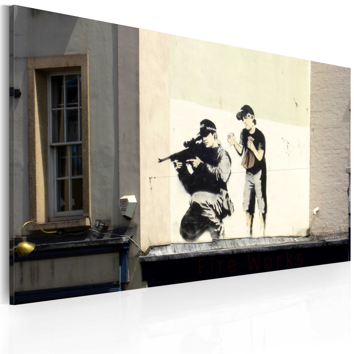 Tableau Banksy Tireur & Garçon pour habiller un mur blanc vide toile suspendre 40x60cm