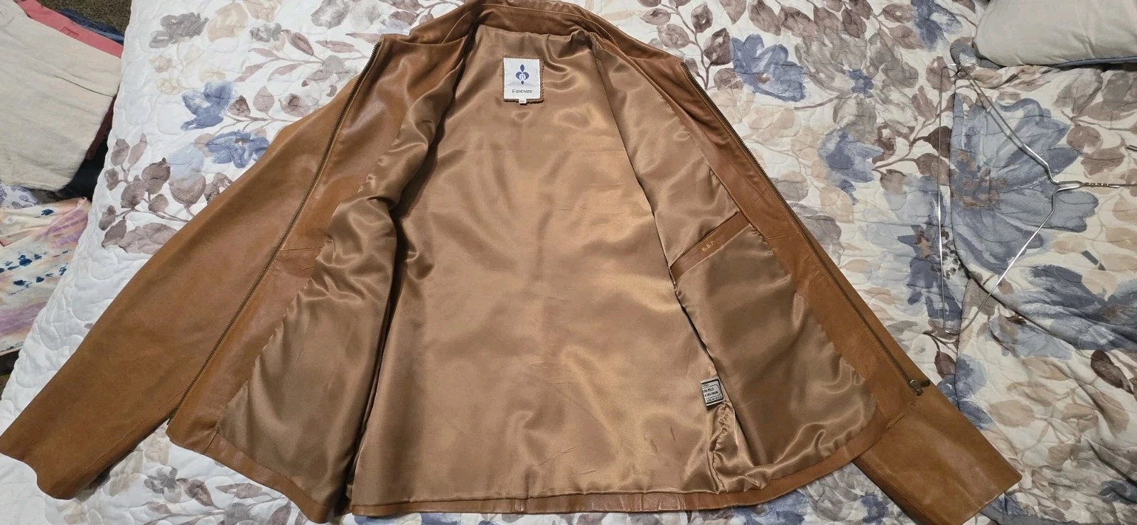 Vintage Italian Leather Jacket Men Euro 52 US 40 Cognac Brown Coat  image 4