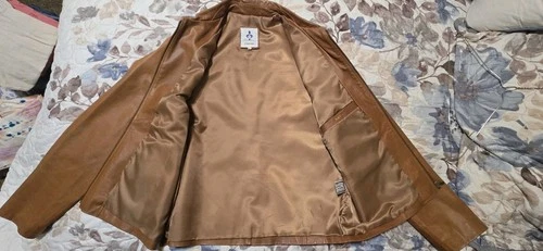 Vintage Italian Leather Jacket Men Euro 52 US 40 Cognac Brown Coat  image 4