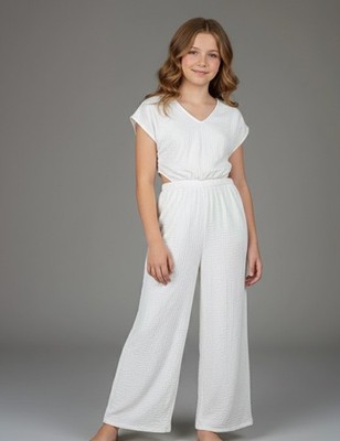 Zara Girls Textured Cut-Out White Jumpsuit 11-12 Y NWT