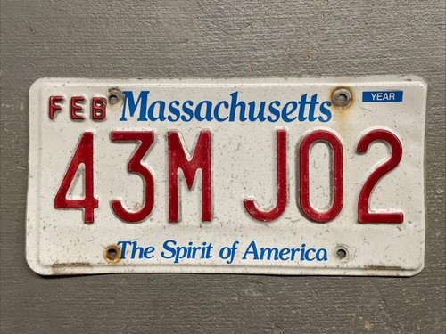 ONE MASSACHUSETTS LICENSE PLATE SPIRIT OF AMERICA RANDOM LETTERS/NUMBERS CRAFT!