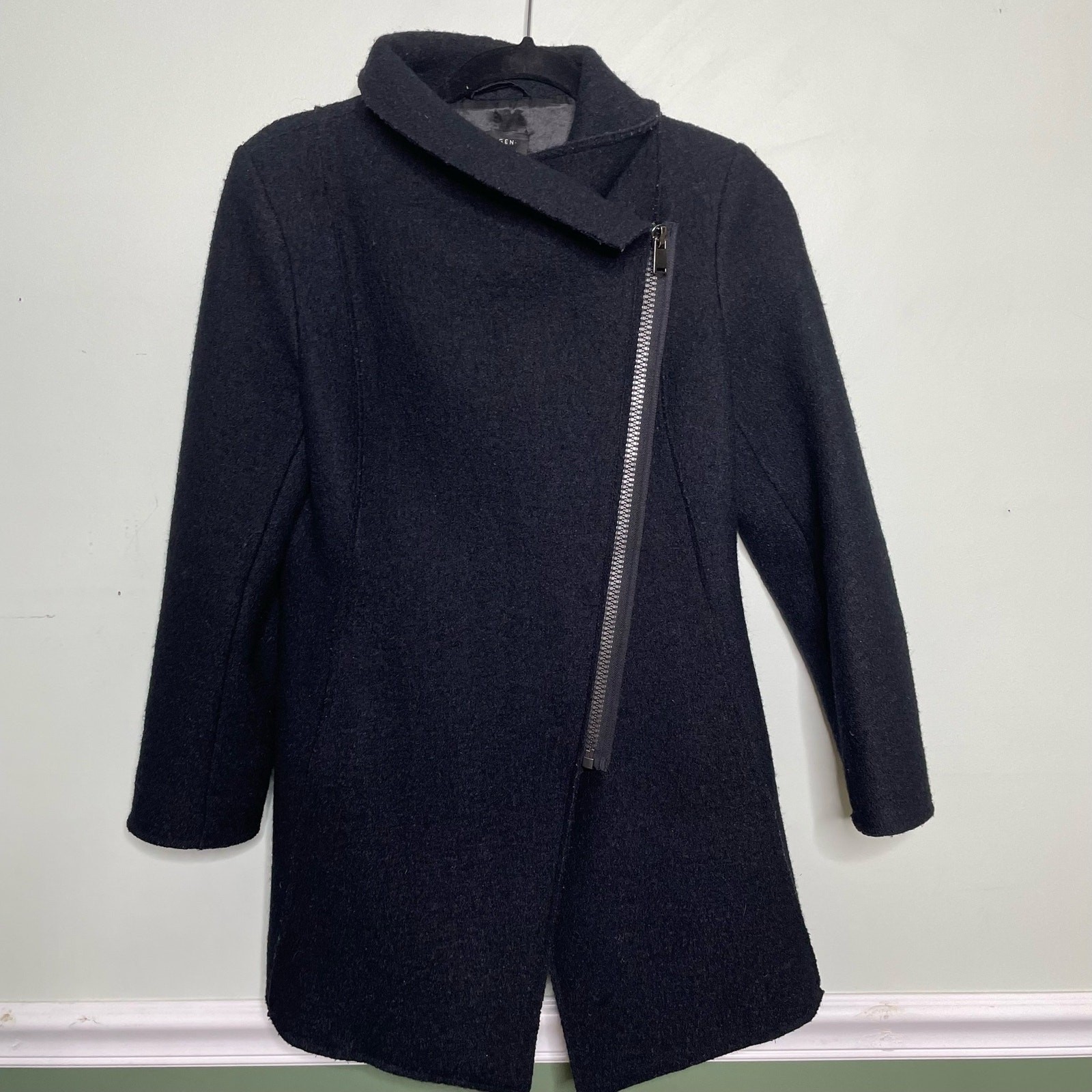 Halogen Wool Coat Jacket Mid Length Asymmetrical … - image 6