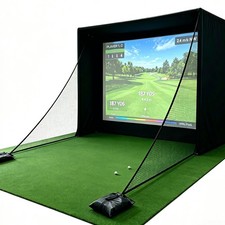 10x8x6 ft Golf Simulator Enclosure Net with HD Impact Screen  Frame Kit  In...