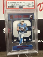 2024 Clearly Donruss Justin Herbert Captain Charge Red /99 PSA 10 Pop 1 SSP