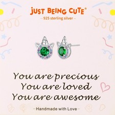 Birthstone Earrings for Girls, 925 Sterling Silver Stud Earrings for Women, U...