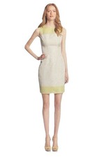 Elie Tahari Womens Sheath Dress Sleeveless Size 0 Green Beige Full Back Zip