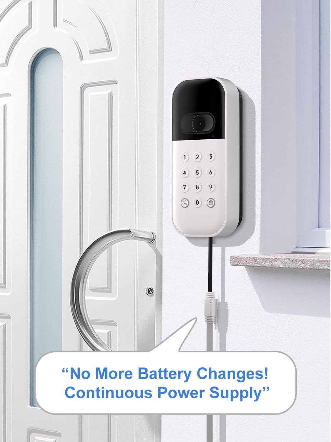 20Ft/6M Outdoor Power Cable & Adapter for Myq Smart Garage Door Video Keypad – W