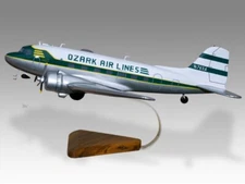 Douglas DC-3 Ozark Airlines Desk Wood Airplane New Model Small Scale 1/100