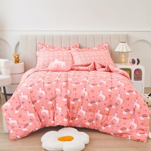 Size Comforter Sets for Girls Kids, Pieces Bed in Full Pink