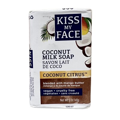 Kiss My Face Coconut Citrus Milk Bar Soap 5 Oz Vegan Cruelty Free Mango Butter
