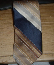 WEMLON WEMBLEY MENS TIE 54 X 3" STRIPES BLACK/SILVER/GOLD/BROWN POLY