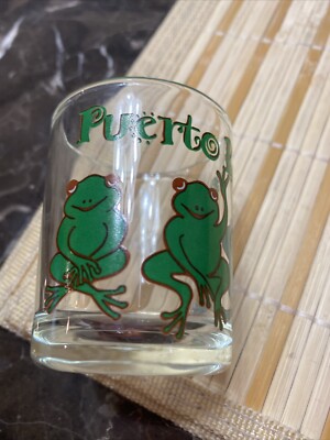 Puerto Rico Shot Glass 2.5'' Tall 3 Frogs