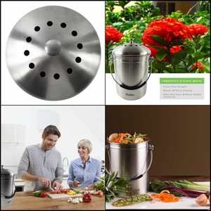 Compost Bin 304 Stainless Steel Kitchen Composter Waste Pail