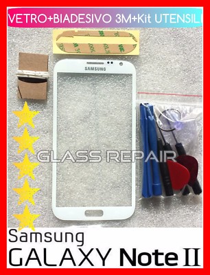FRONT GLASS WHITE glass slide WHITE x SAMSUNG GALAXY Note 2 II GT-N7100 N7105