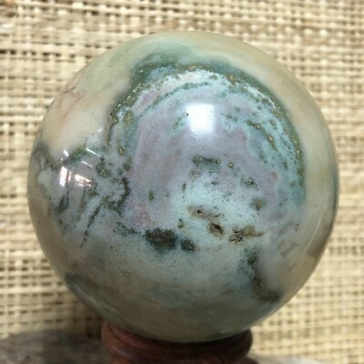 384g Natural Ocean Jasper Ball Crystal Quartz Stone Sphere Healing Reiki
