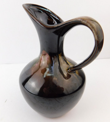 Vtg. Redware Japan Brown Drip Glaze Small Vase Pitcher 6 3/4'' Tall No Chips