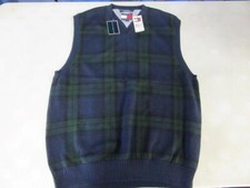 NEW WITH TAGS Vintage Tommy Hilfiger Plaid Blue Green Sweater Vest Size L LARGE