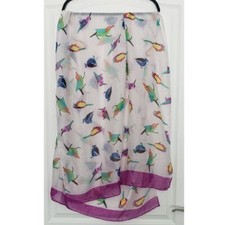 Blu Bird Print Wrap Sarong Coverup Scarf Shawl Beachy Festival Animal Print