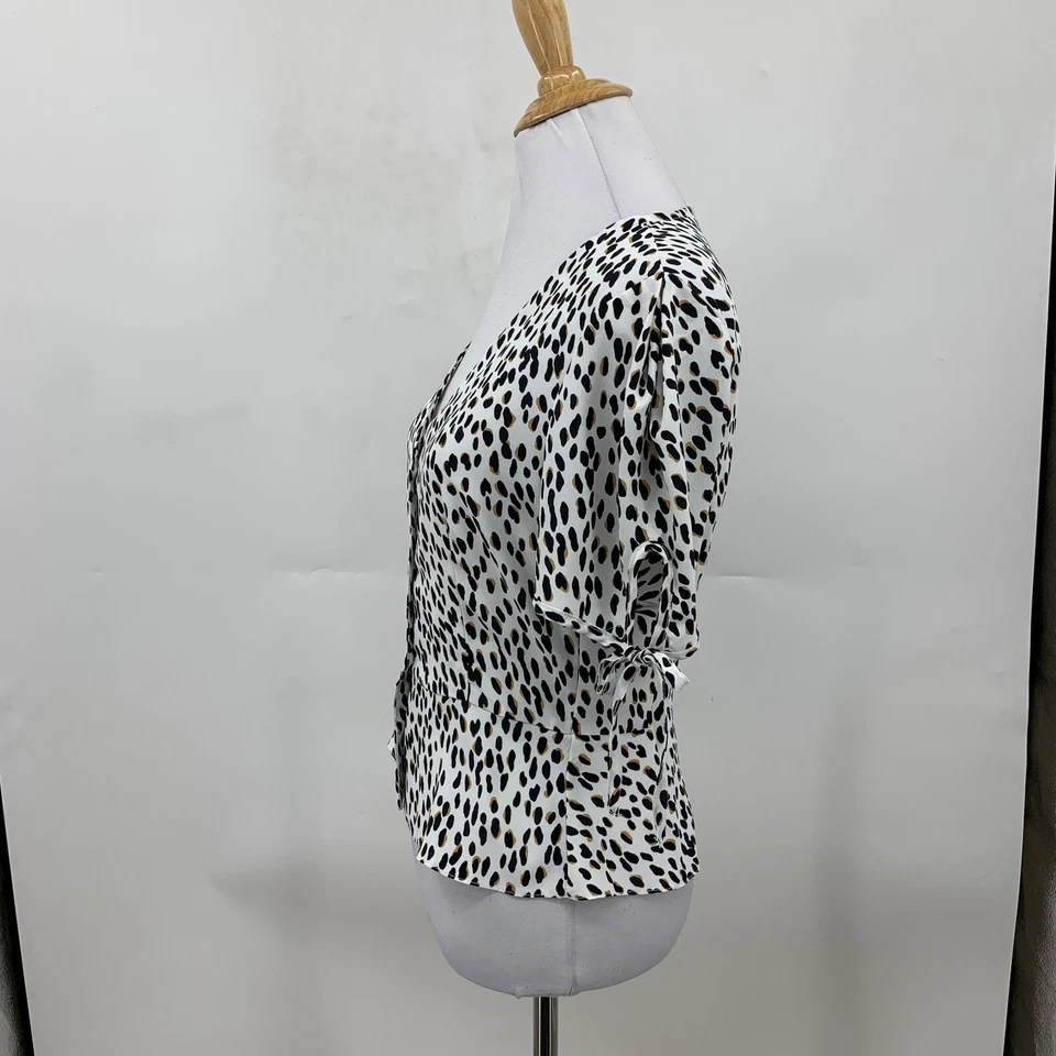 Topshop 衬衫女式 2 豹纹 V 领袖口 3 纽扣裁剪 — 第 4/4 张图片