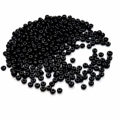 Preciosa Seed Beads 7/0 (3.5mm) Jet black Czech Rocaille 30g 1oz P975