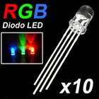 10 RGB LED Diodes 5mm 4 Pin Common Anode★ Emitting Diodes Common Anode F5 Tri
