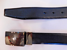 GEOFFREY BEAN MENS REVERSIBLE LEATHER 1.375" WIDE BELT SILVER BUCKLE SIZE 40