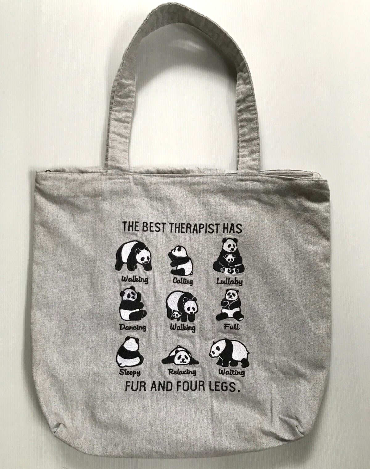 Best Therapist Has Fur & 4 Legs Panda Embroidered Tote Bag
