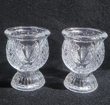 Candlestick /Candleholders Vintage Avon press Clear Glass Reversible set of 2