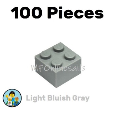 EB Genuine LEGO Light Bluish Gray 2x2 Bricks Part #3003 100 Pieces 116g