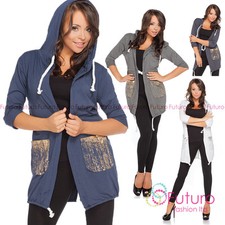 Ladies Hoodie With Pockets Cape 3/4 Sleeve Jacket Parka Blazer Size 8-12 Ft2149