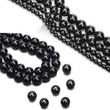 Natural Black Tourmaline Gemstone Round Beads 15.5  4mm 6mm 8mm 10mm 12mm A Grad