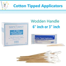 SafeDent Medical Wodden Cotton Tipped Applicators 3" or 6", Non - Sterile Swabs