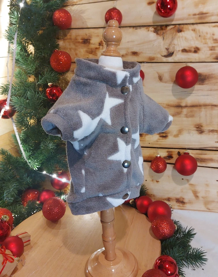 Pyjamas für Hunde – Jacke mit Reißverschluss, Plüschjacke, Kleidung für Tiere - Bild 3 von 4