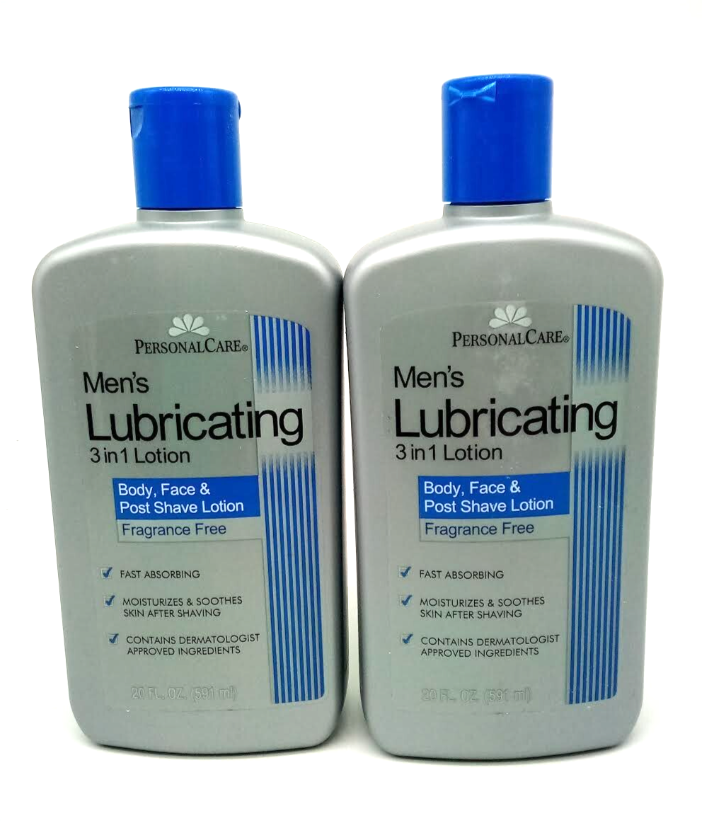 2-PACK Men's Lubricating 3 in 1 Lotion Fragrance Free 20oz ea NEW