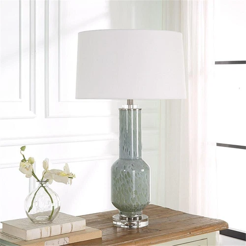 Uttermost Imperia Contemporary Crystal Glass Iron Fabric Table Lamp in Blue/Gray - Picture 2 of 3