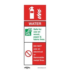 Image of Sealey Water Fire Extinguisher Self-Adhesive Vinyl Safety Sign - Pack of 10