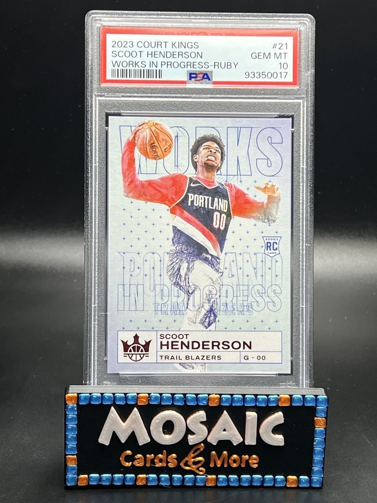 2023 Court Kings SCOOT HENDERSON Works In Progress Ruby /149 21 Rookie RC PSA 10